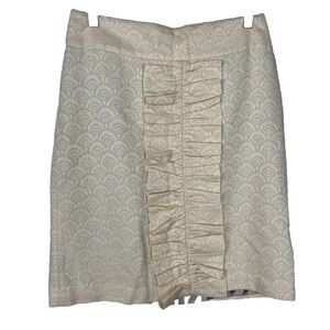 Anthropologie Vintage Leifsdottir Yellow Wool Ruffle Skirt Women’s Size‎ 8